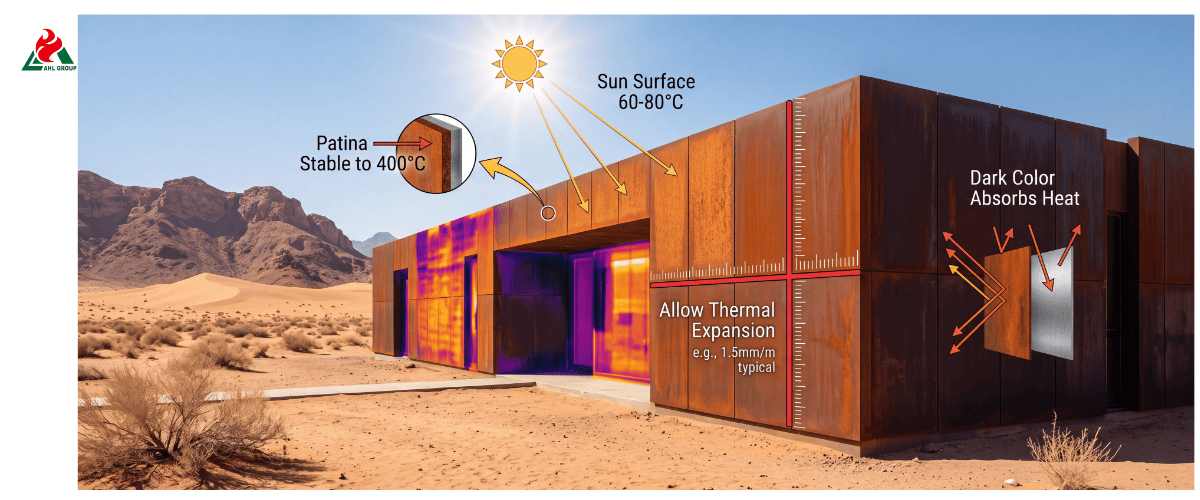 Corten Cladding Performance in High Temperatures